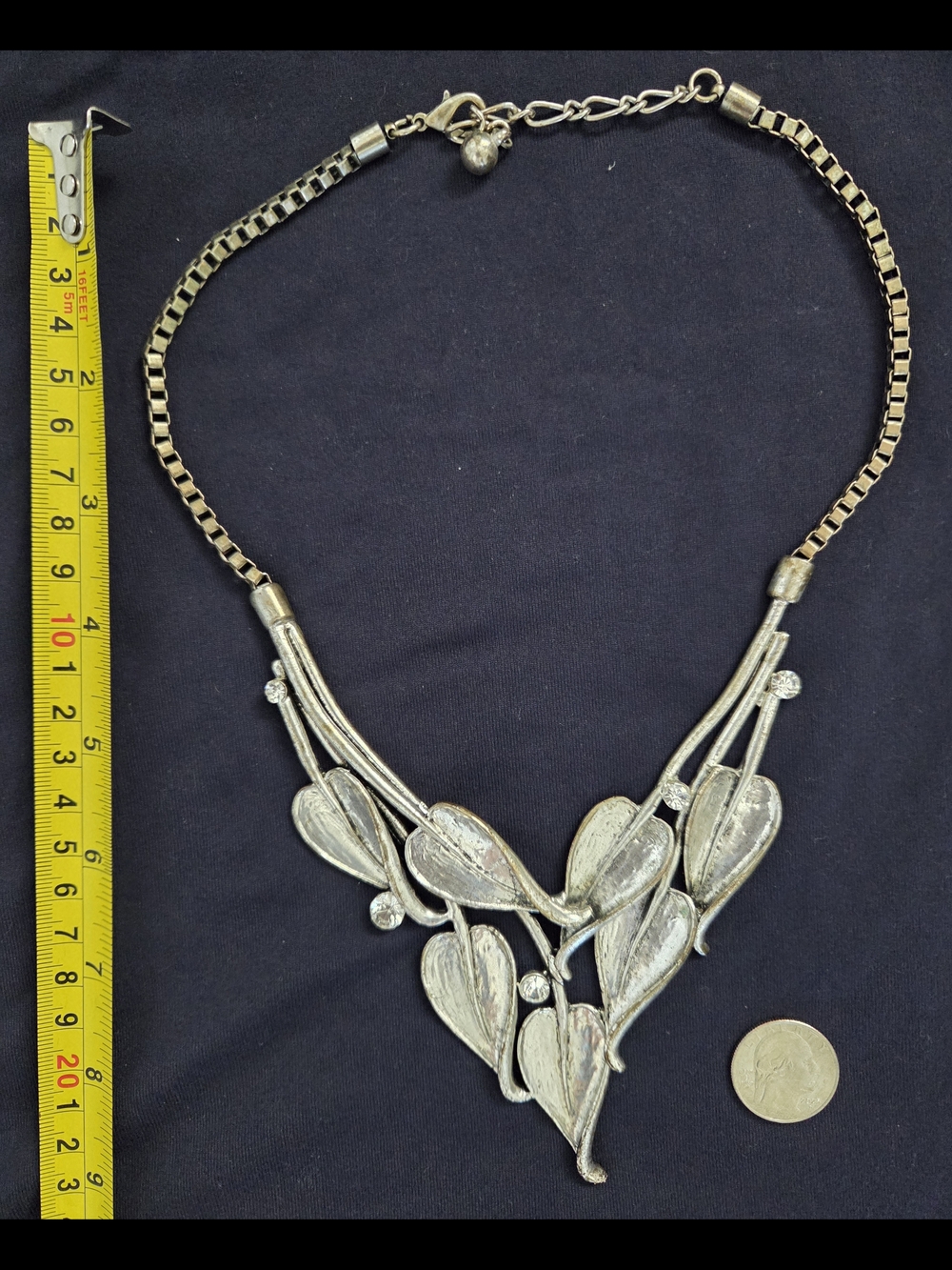 Silver Leaf Statement Necklace